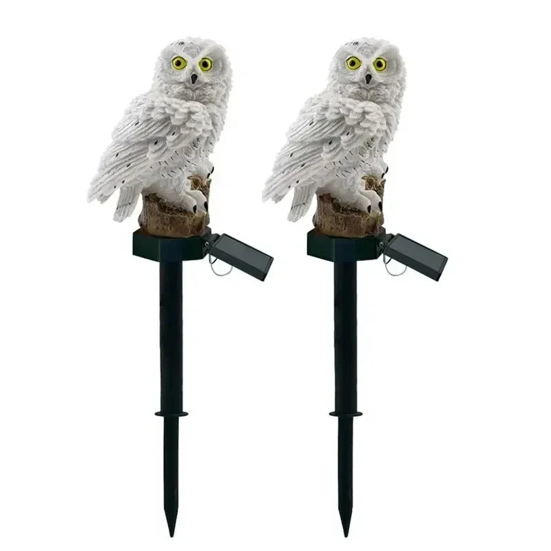 statues solaires décoratives oiseaux chouettes maison fantaisiste blanc marron bleu rouge vertextérieur ip65 led