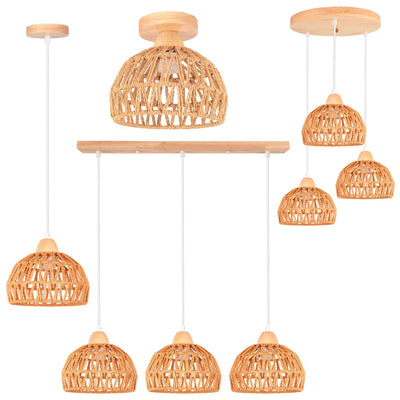 Suspension rotin tressé 3 têtes vintage Ombre Interieur