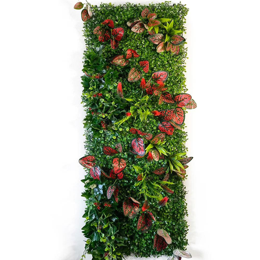 panneau végétal mural plante artificielle herbe décorative jardin extérieur moderne vert rouge blanc