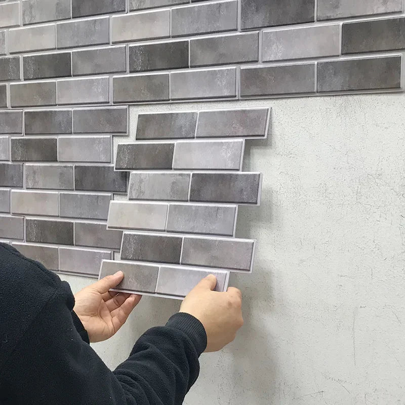 panneau décoratif mural 30x30cm texture brique adhésif waterproof vintage gris beige