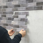 panneau décoratif mural 30x30cm texture brique adhésif waterproof vintage gris beige