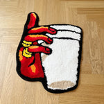 tapis tufté pelucheux main tenant tasse rouge jaune blanc noir antidérapant extérieur intérieur moderne
