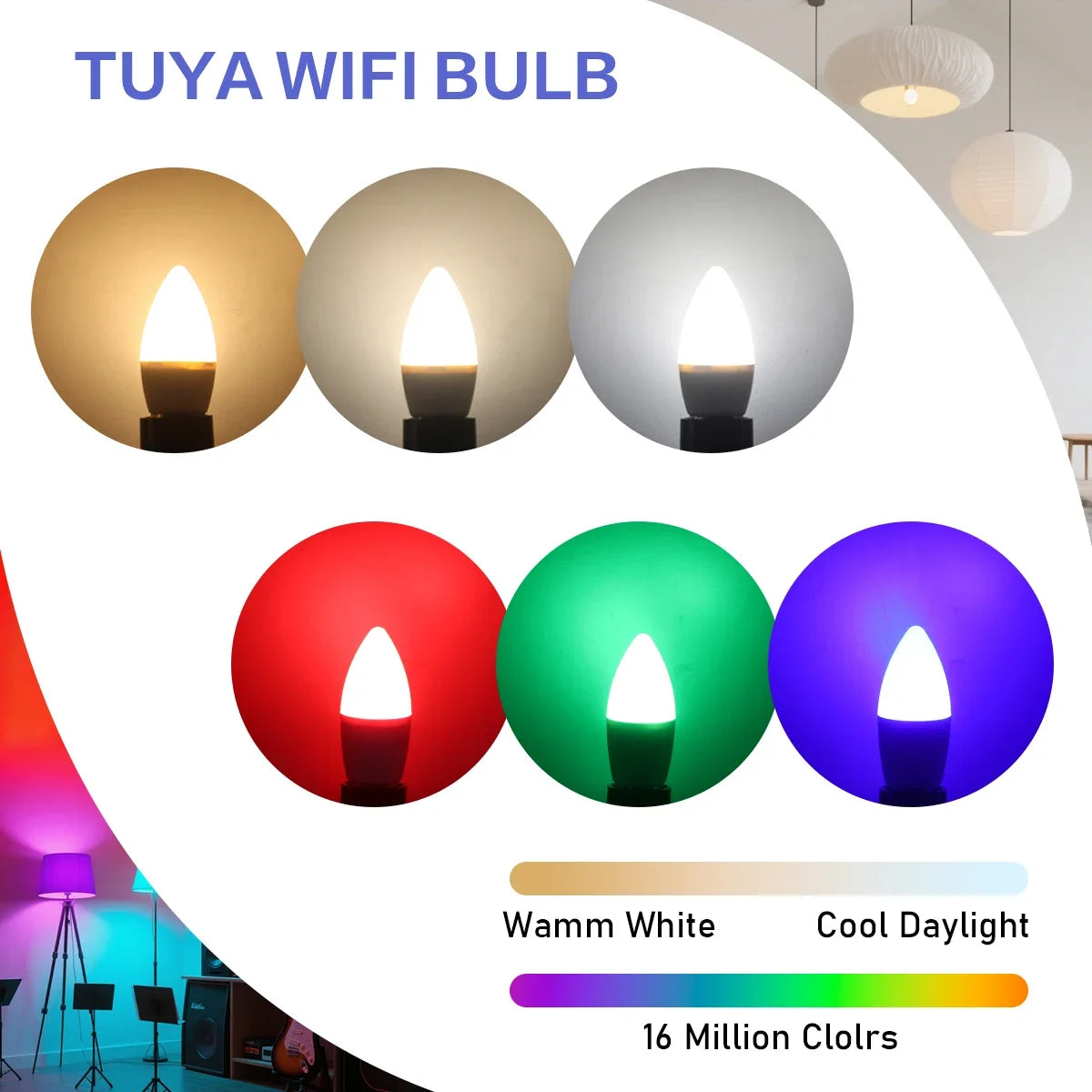 ampoule led intelligente e14 blanc multicolore effet flamme transparent moderne 2700k 6500k wifi alexa