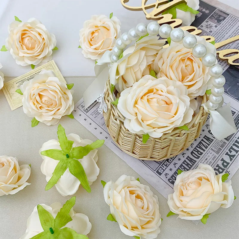 Décoration murale artificielle roses soie classique blanc rose violet romantique