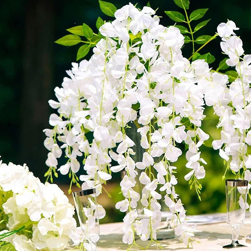 guirlande fleurs artificielles soie mariage anniversaire baby shower décoration extérieure orchidée moderne vert jaune