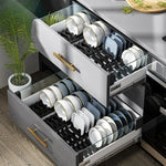 supports rangement assiettes bols clips réglables moderne blanc bleu doré respectueux environnement cuisine