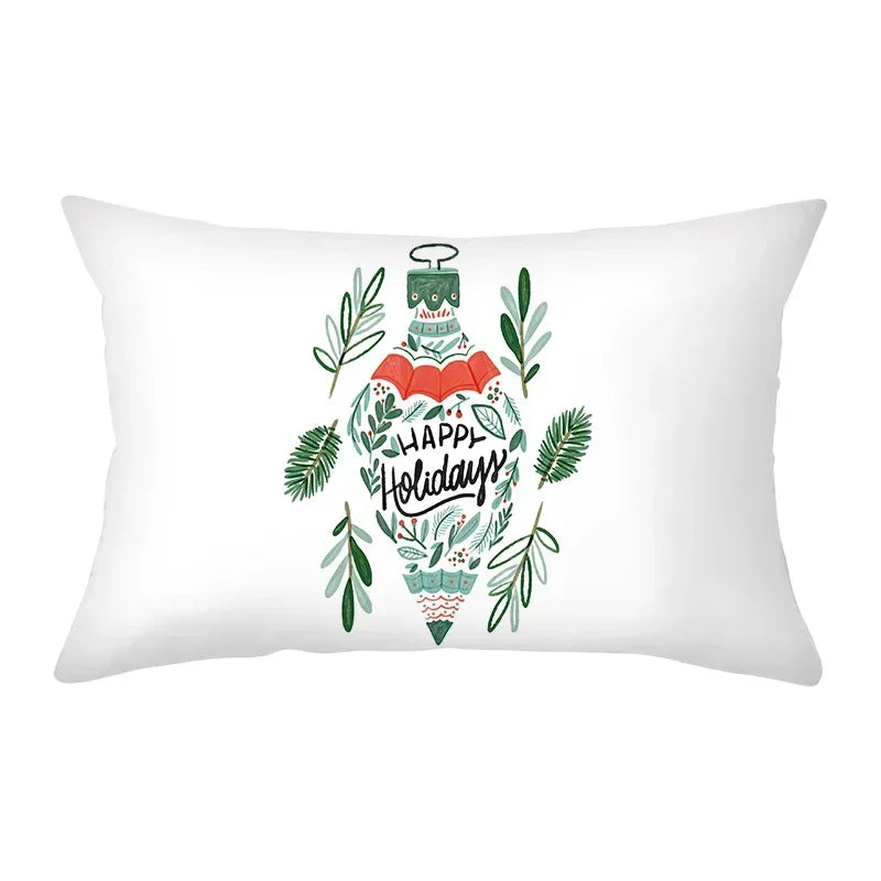 coussin Noël rouge motif rennes flocons neige décoration canapé salon fête hiver 30x50cm