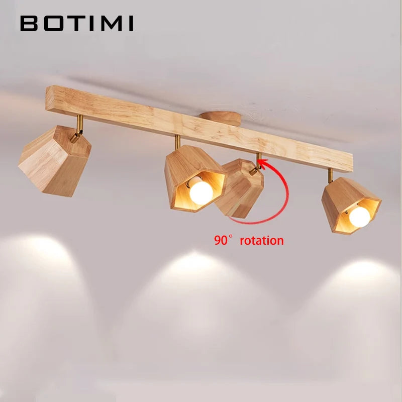 spots lumineux bois massif led moderne finition brillante éclairage quotidien murale 220v scandinave