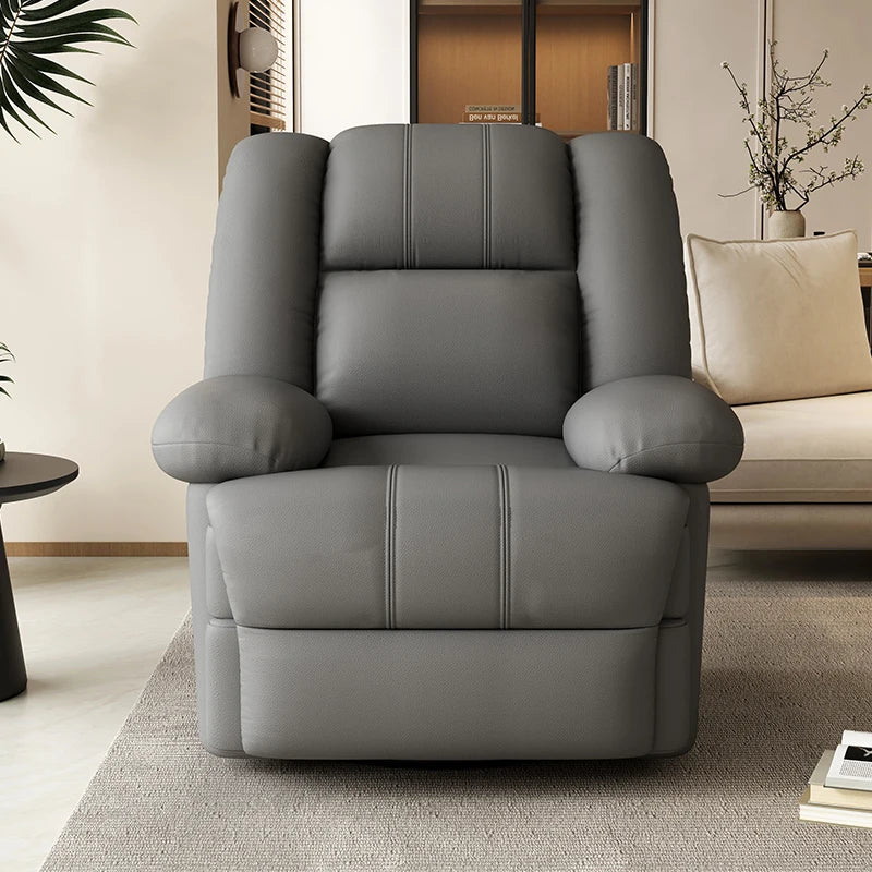 fauteuil relax contemporain cuir gris bois simple moderne poignées bouton commande