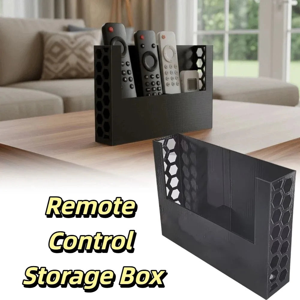 boîte rangement télécommandes noire hexagonale moderne organisation électronique portable smartphone
