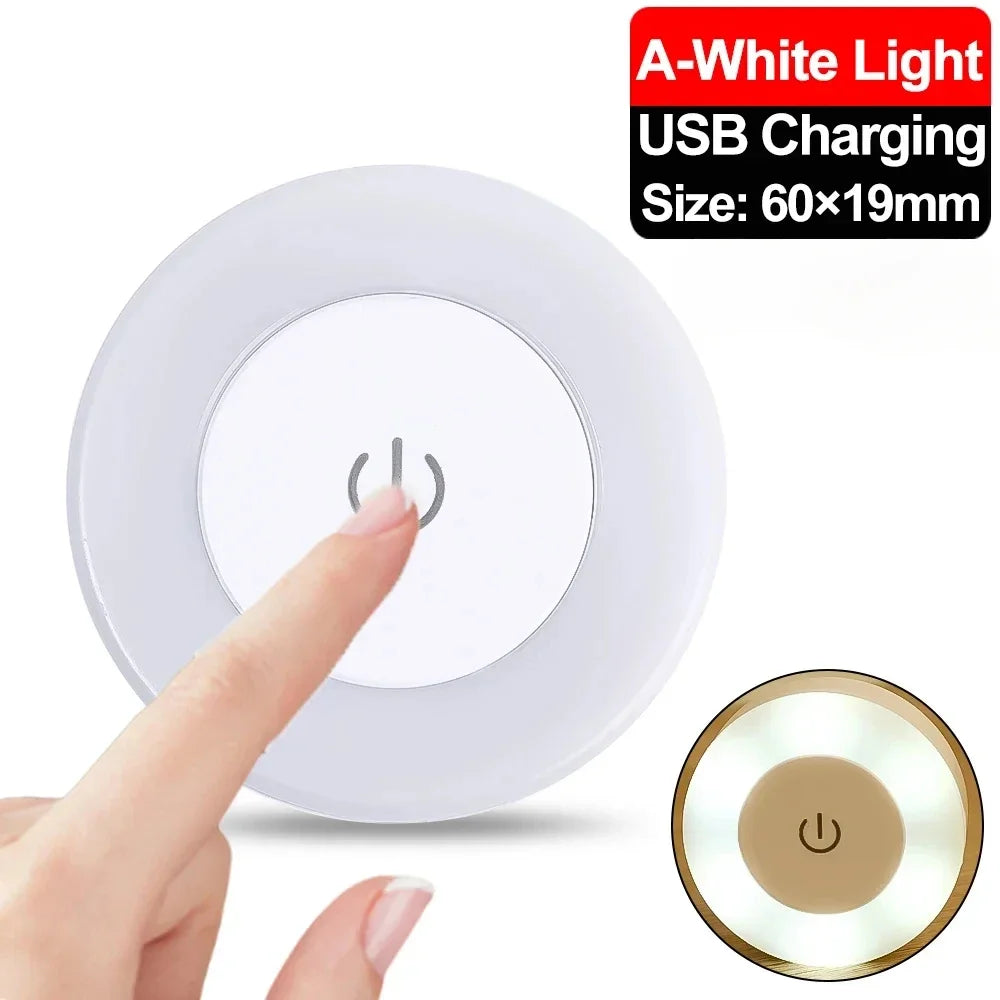 veilleuse led rechargeable usb moderne lampe ronde argentée dorée lumière nocturne minimaliste abs