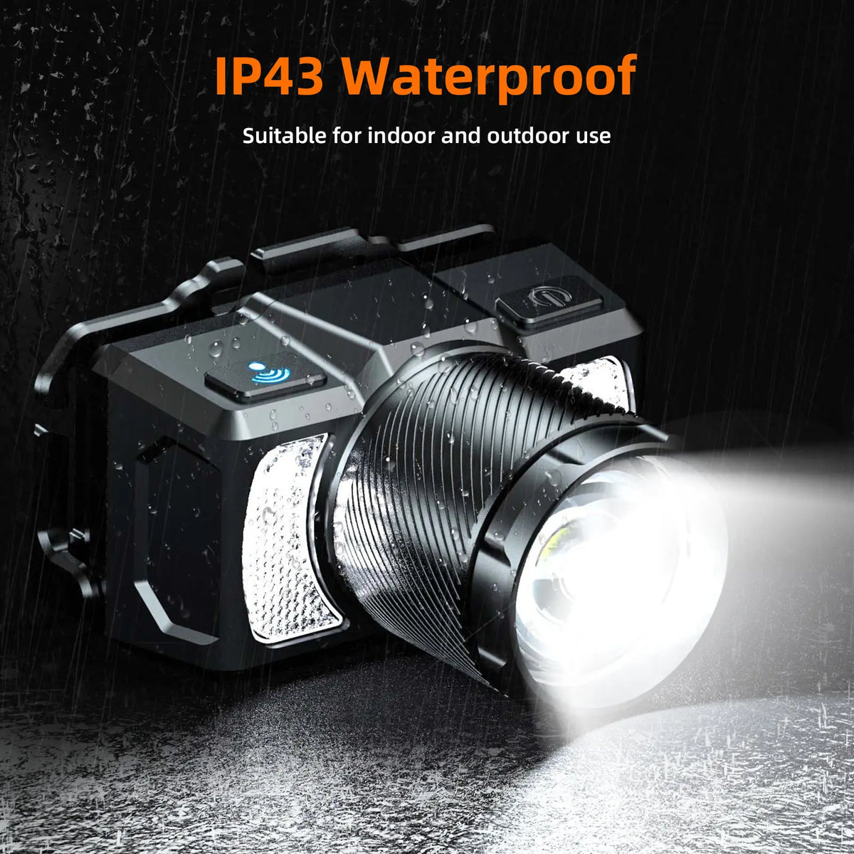 lampe frontale led rechargeable usb zoom portable camping pêche capteur mouvement ceinte texturée moderne