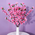 Bouquet artificiel fleurs simples rose jaune blanc rouge feuilles vertes moderne vase blanc 65cm