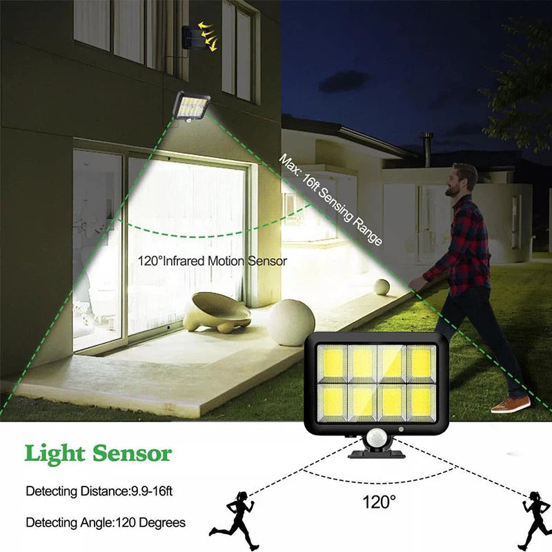 lampe solaire murale détecteur mouvement 18 led ip65 étanche moderne clips câble jardin rue