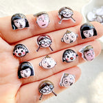 autocollants ongles dessins animés visages expressions cartoon blanc noir rose gris doré adhésif nail