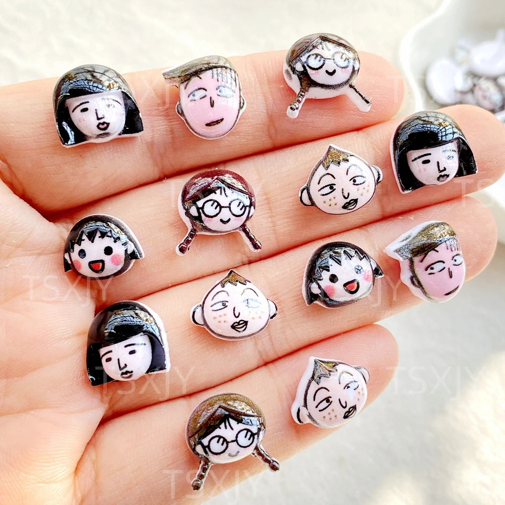 autocollants ongles dessins animés visages expressions cartoon blanc noir rose gris doré adhésif nail