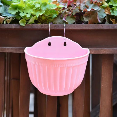 pots fleurs suspendus rayures verticales blanc jaune violet vert orange rose modernes crochets jardinage