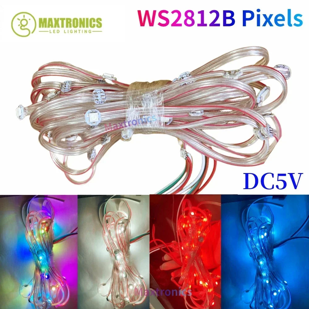 Ruban led smd 5050 ws2812b 50 leds multicolore pre soudé pixels adressables 5v