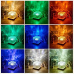 lampe projection étoiles lumières nord océan veilleuse transparente moderne bleu orange textures verre
