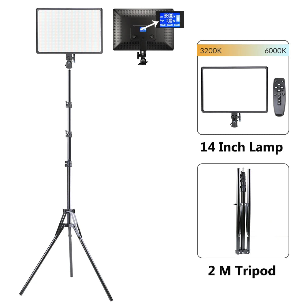 lampe led studio photo noir moderne réglable télécommande lcd