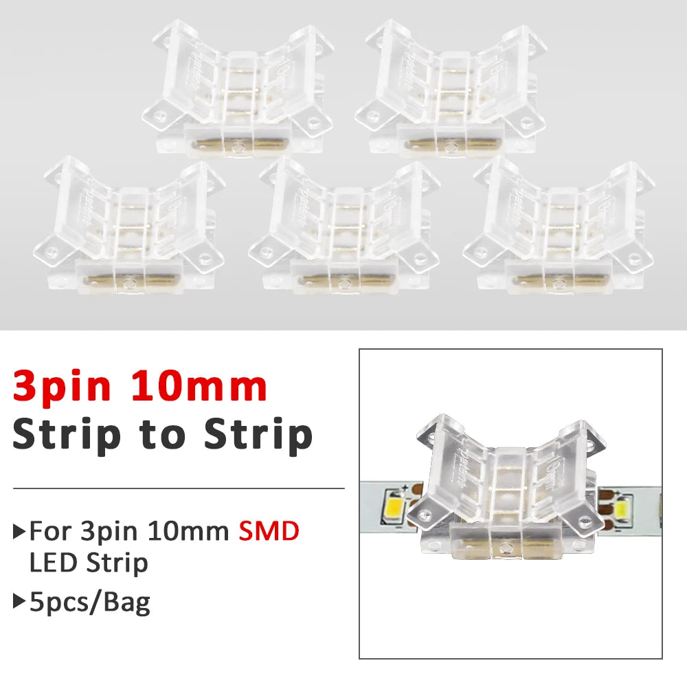 connecteurs ruban led cob smd transparent modernes adhésifs 5mm 8mm 10mm(rgb cct)