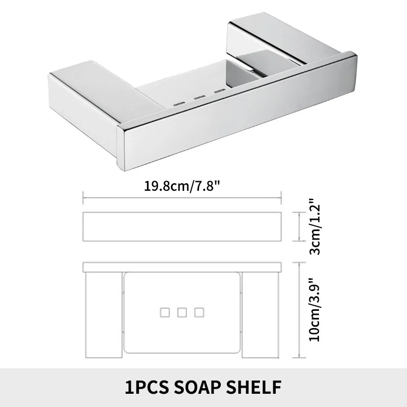 ensemble accessoires salle bain chrome moderne étagère murale porte serviettes porte savon porte rouleau