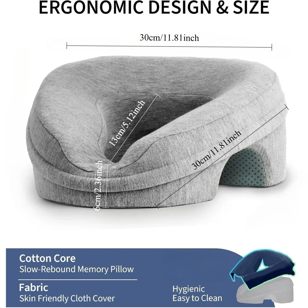 coussin voyage ergonomique gris clair tissu doux moderne sans électricité confortable