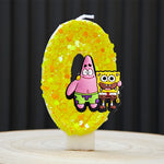bougies forme chiffres spongebob patrick star anniversaire enfant decoration theme cartoon jaune orange blanc