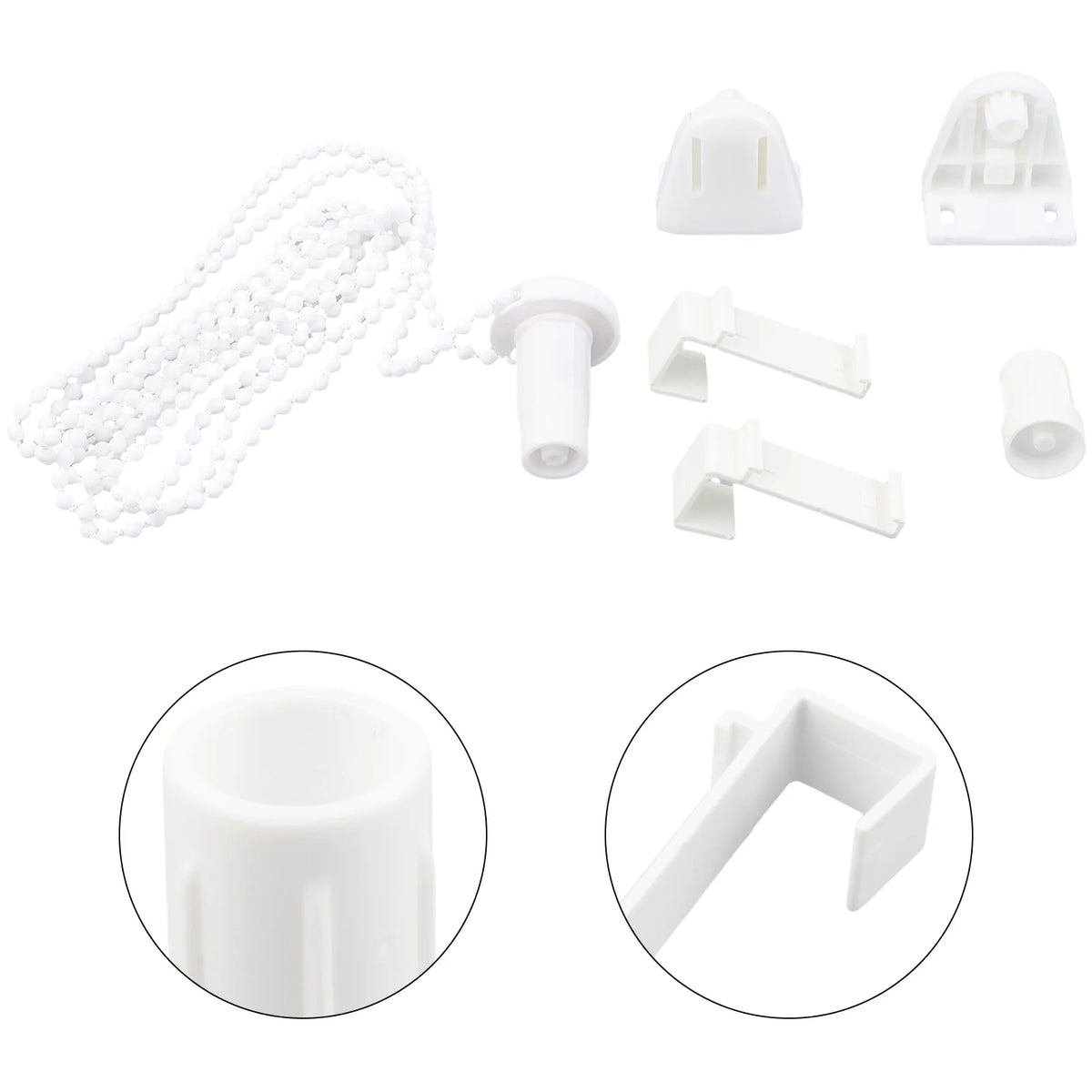 chaîne rideau blanc uniformes moderne clips fixation bouton finition