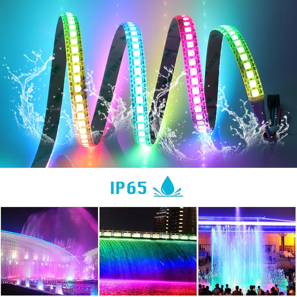 Comparaison des densités 30, 60 et 144 LEDs par mètre