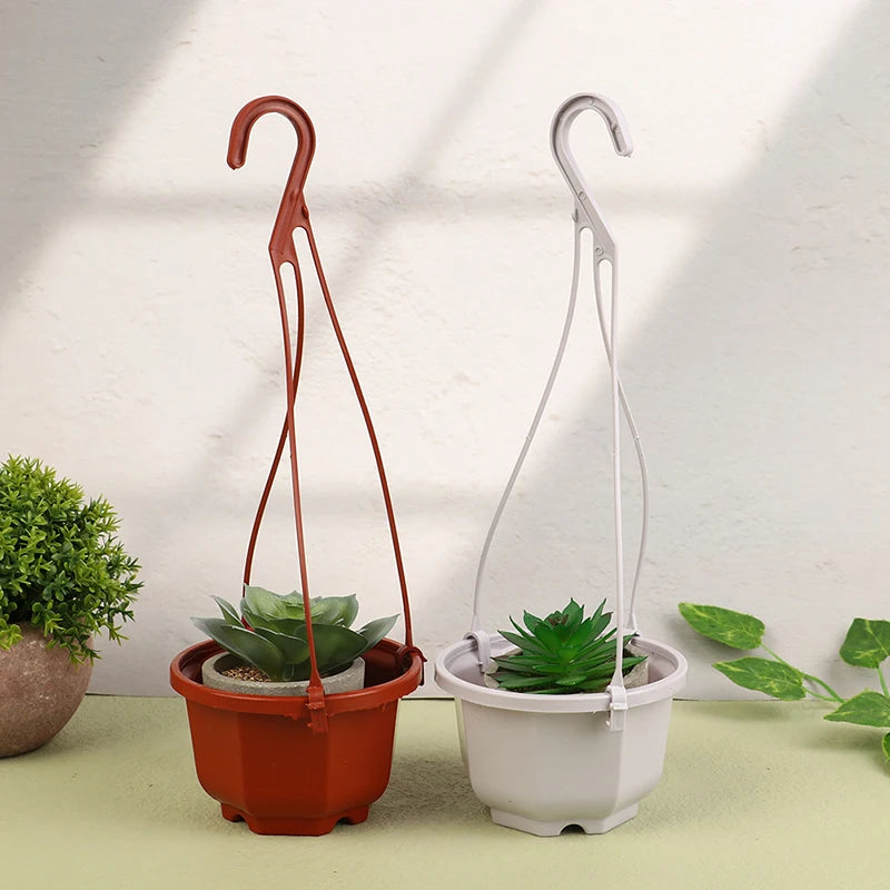 pots suspendus rouge blanc moderne crochet plastique jardin balcon orchidée