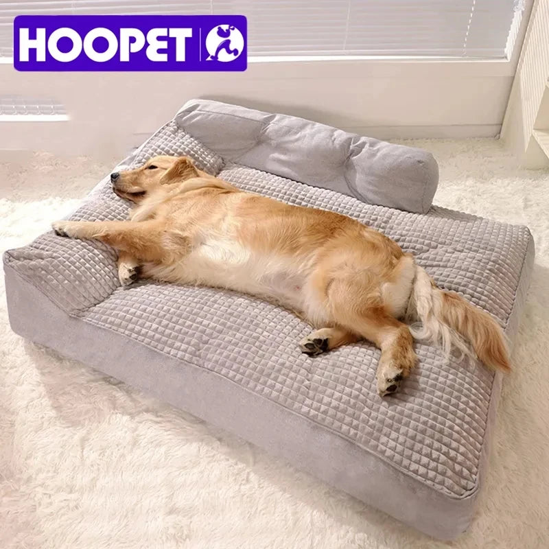 lit chien gris carreaux confortable coussin intégré taille moyenne grande polyester chauffage
