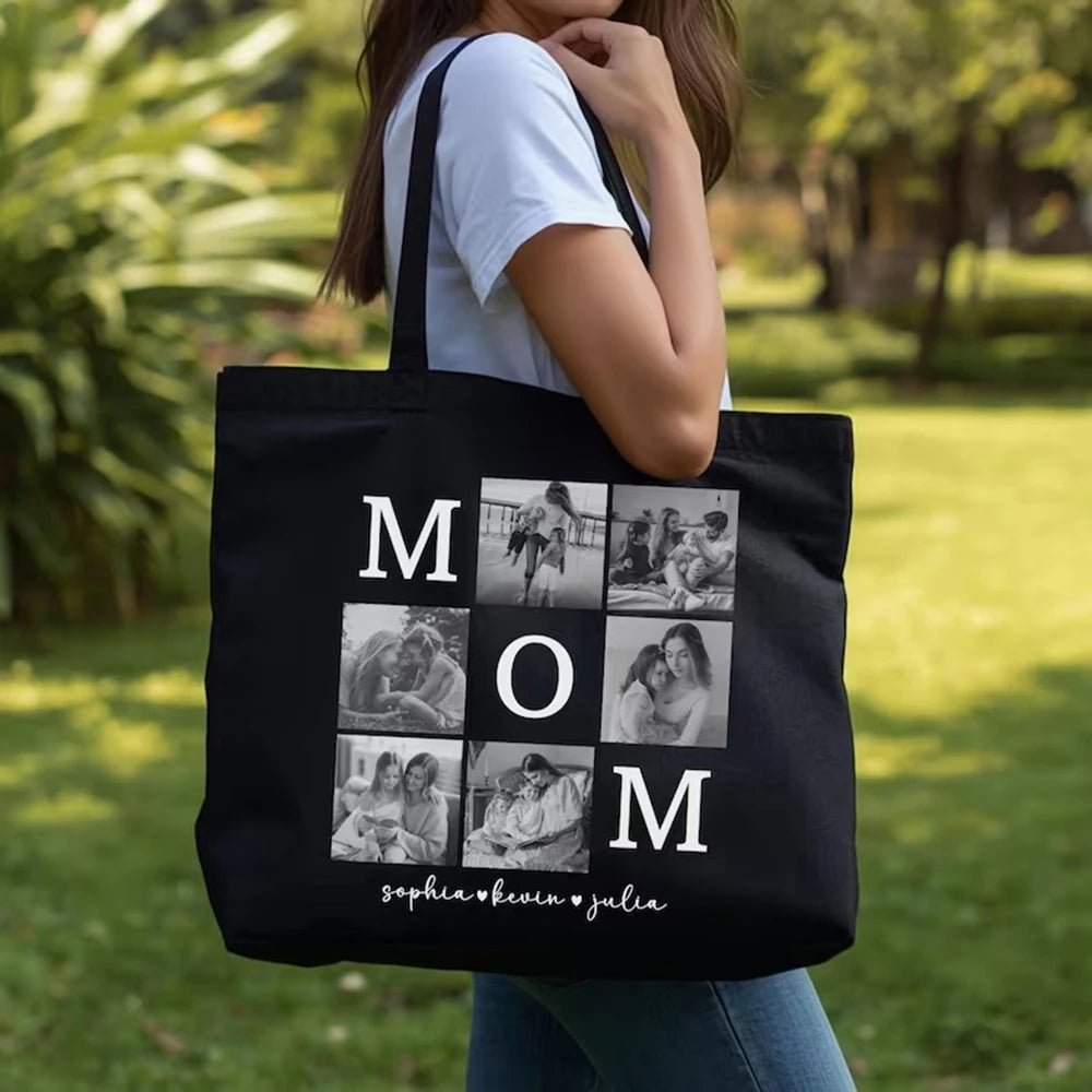 sac main toile imprimé maman sophia kevin julia texte personnalisable cadeau jeune maman sortie