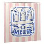 rideau douche moderne rose blanc motif sardine graphique humoristique dimension 71x79in polyester
