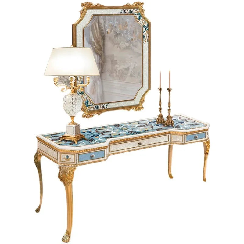 miroir console bois or ornements baroques meuble chambre coucher classique