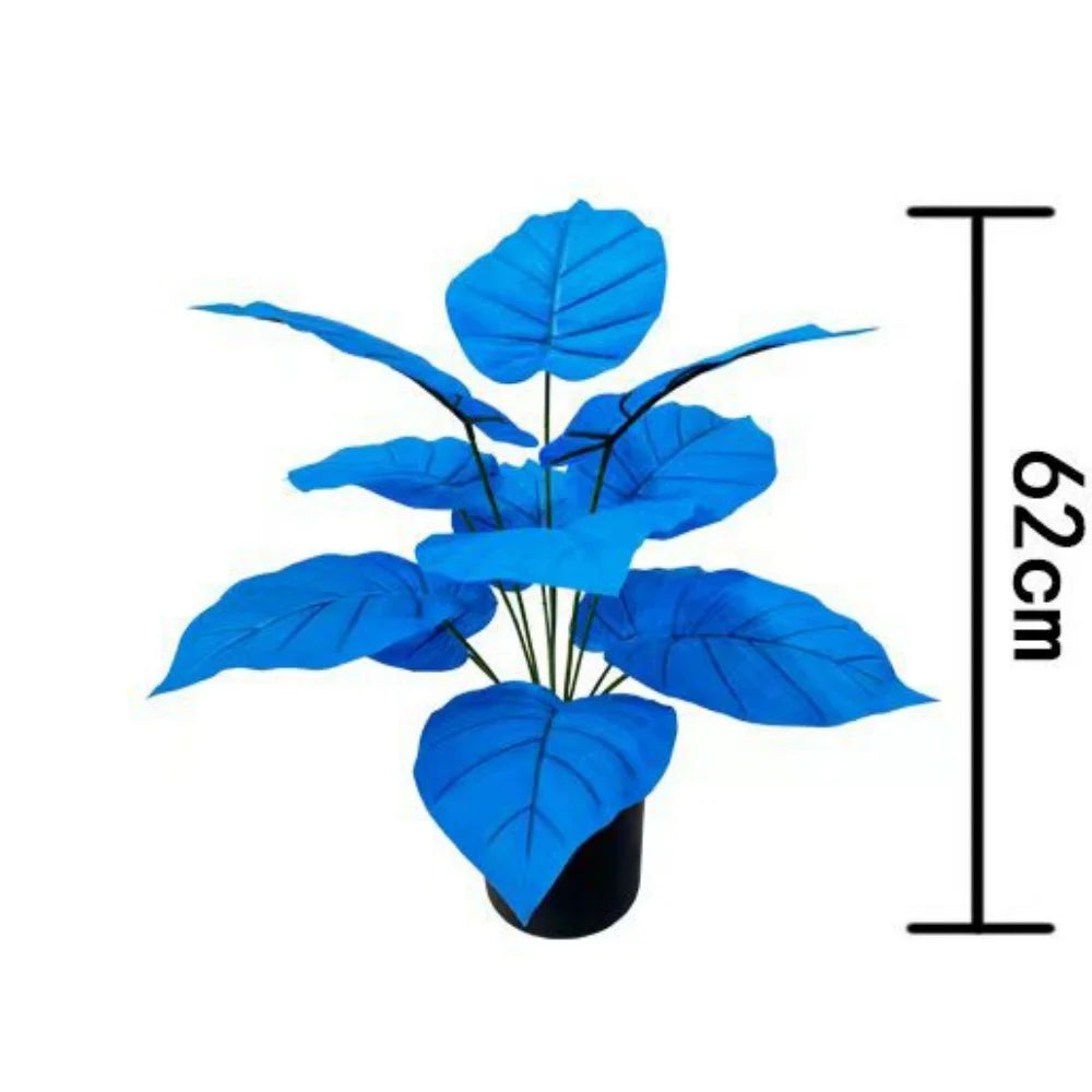 plantes artificielles faux bonsaï blanc bleu moderne intérieur extérieur exposé feuilles larges veinées pot