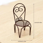 chaises table miniature métal grillagé vintage beige coussin serviette