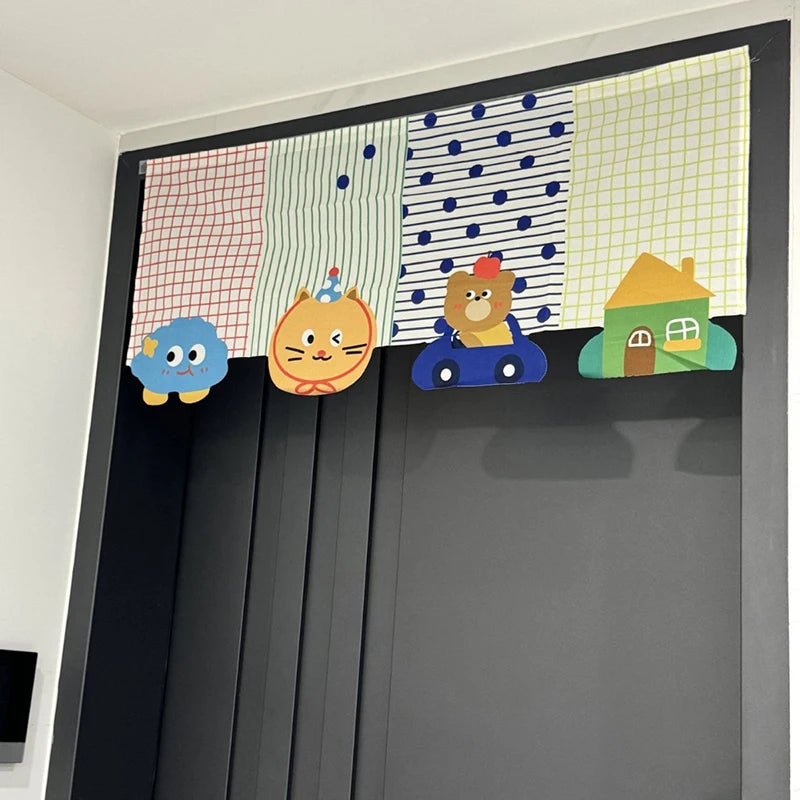 rideau adhésif porte animaux dessins enfants rayures pois couleurs opaques chambre salon