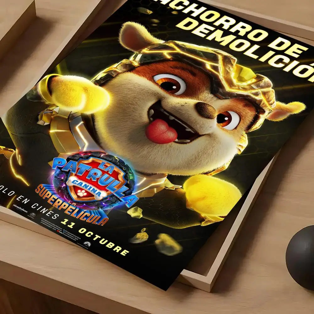 affiche paw patrol moderne personnages animés logo the mighty movie bleu violet rose jaune