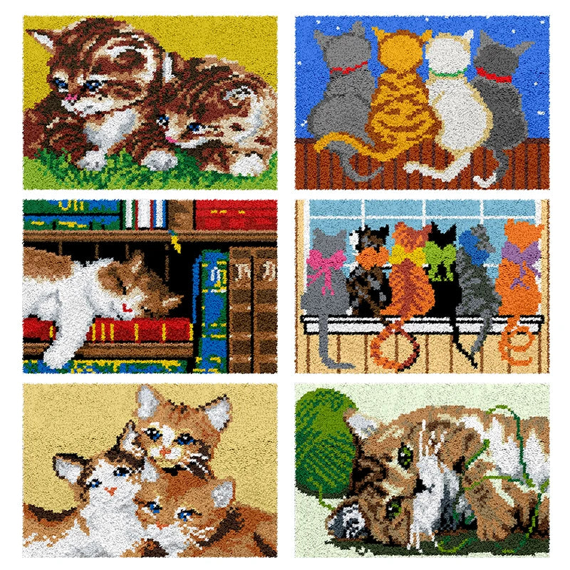 tapis pique nique motif chat artisanal trousse tiges couleurs variées