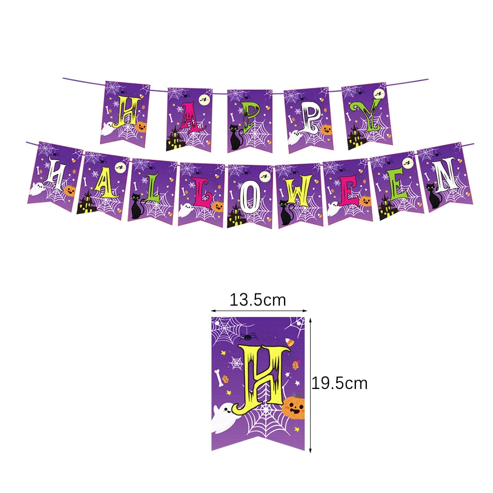 vaisselle jetable halloween assiettes gobelets pailles serviettes nappe citrouilles fantômes araignées violet orange