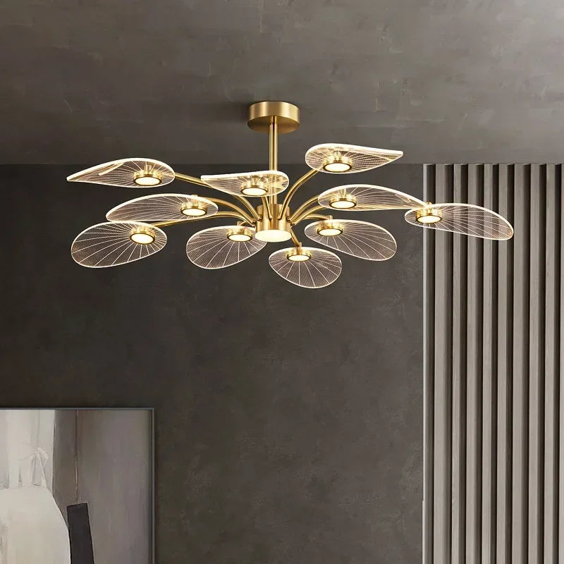Lustre moderne avec lumière variable jaune clair