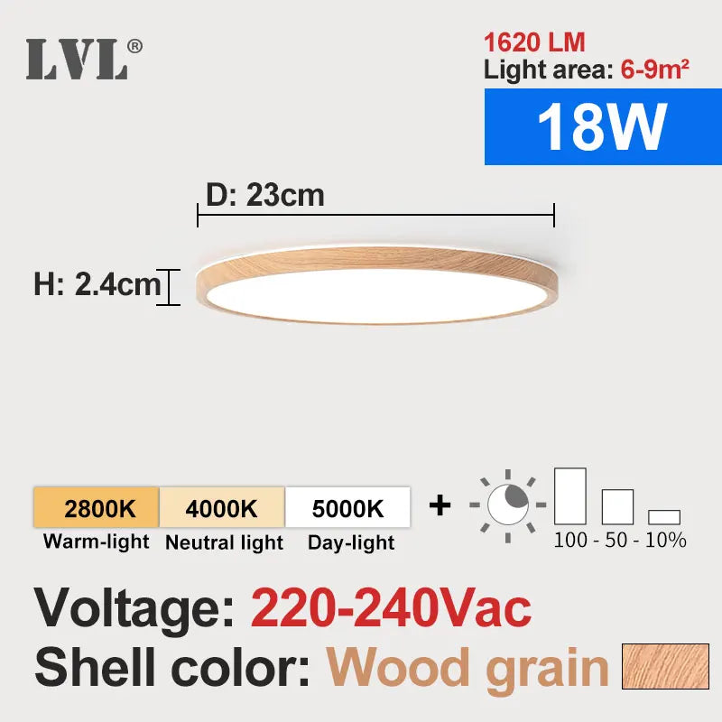 plafonnier led blanc moderne 24w 1080lm 10 15m² facile interrupteur mural