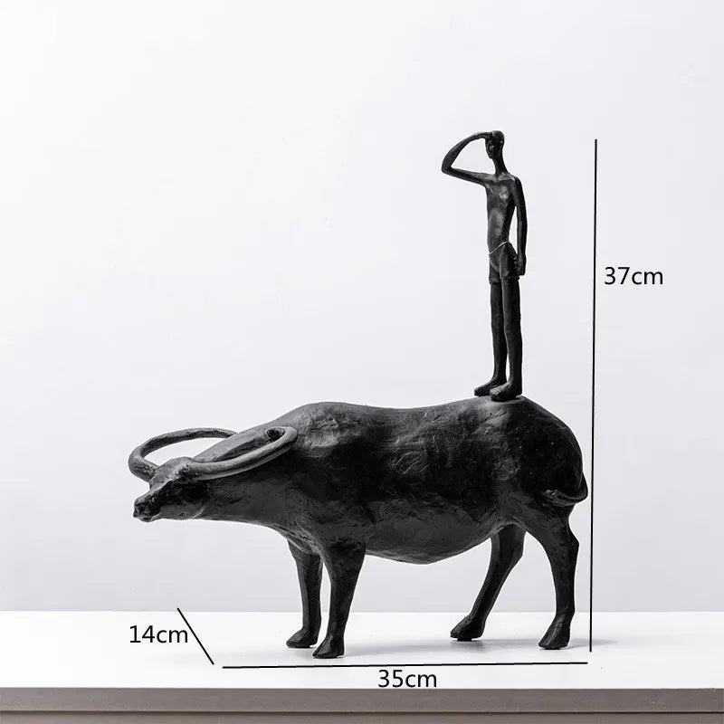 sculptures abstraites résine noir buffle figure humaine décoration intérieure moderne salon porche minimaliste