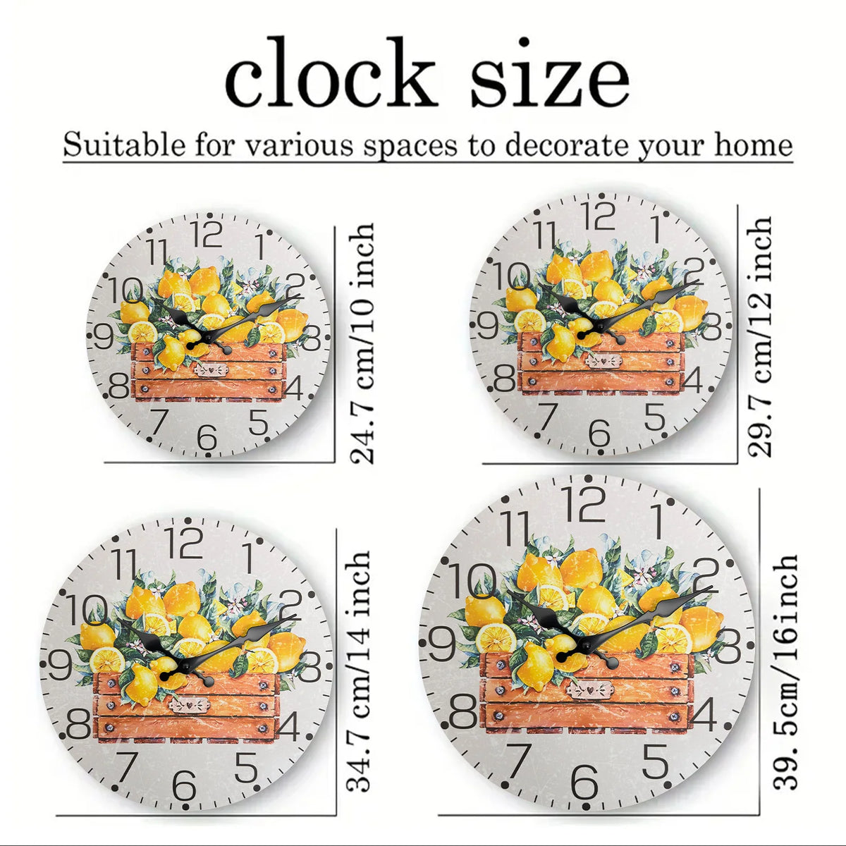 horloge murale bois citron feuilles vintage salon 10 12 14 16 pouces quartz