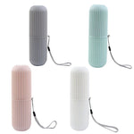 boîte brosse dents gris rose blanc rayures verticales moderne minimaliste respectueux environnement cordelette voyage