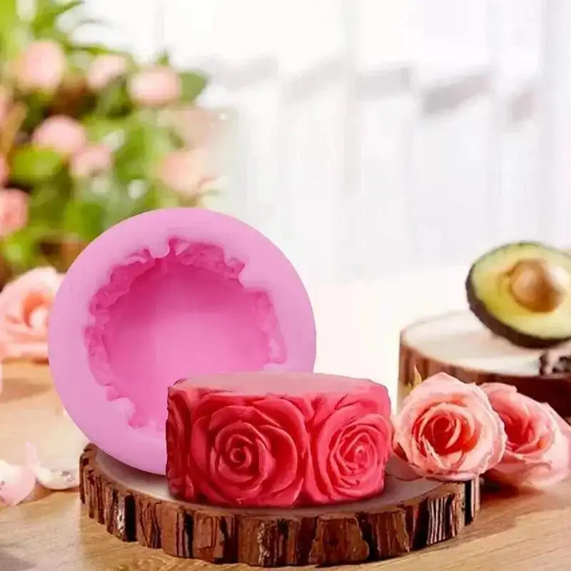 moule silicone rose décorative savon bougie gâteau artisanal floral circulaire reliefs