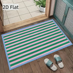 tapis rayé vert rose bleu clair moderne imperméable résistant anti bactéries polyester entrée maison