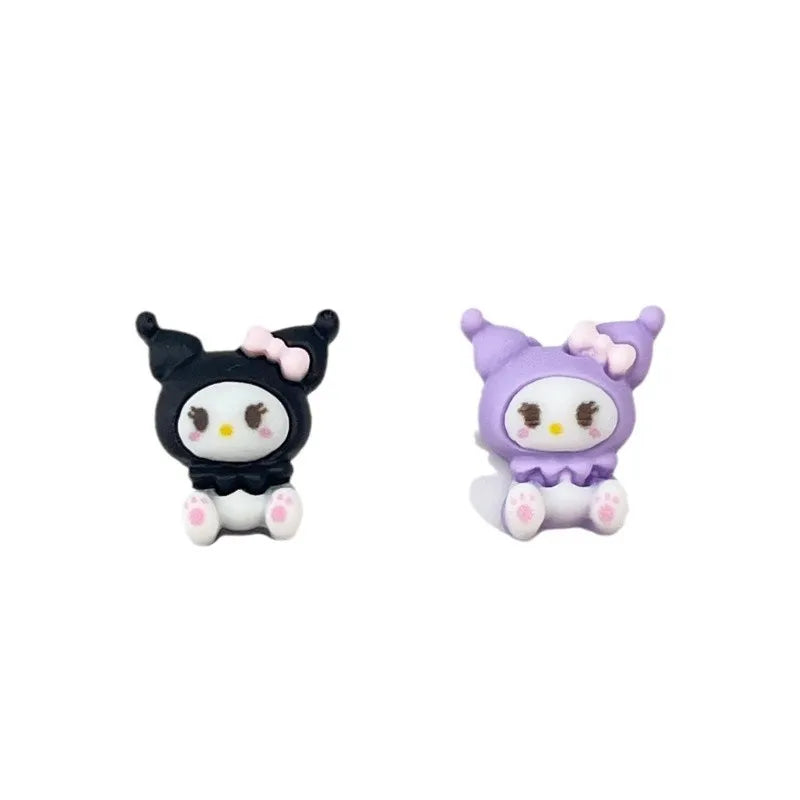 figurines résine animaux clips cheveux noir violet rose blanc bleu jaune cartoon mignons coeurs