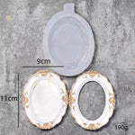cadre miroir silicone ovale décor floral brillant or blanc classique baroqueintérieur décoration affichage bijoux